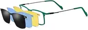 [FONEX] Pure Titanium Glasses Frame Men Square Magnet Clip On Eyeglasses with Polarized Lens