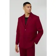 Mens Burgundy Straight Fit Cross Applique Blazer