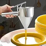 Stainless Steel Funnel Cake Dispenser Pancake Batter Dispenser 40oz Large Capacity Cupcake Dispenser Funnel Versatile Batter Funnel with 4 Funnel Mouth for Pancakes Cupcakes Waffles