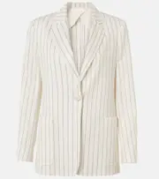 [Max Mara] Max Mara Jadi striped cotton and linen blazer UK 12 neutrals