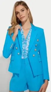 Generation Love Blazer Amalfi Blue Light Gold Buttons $529