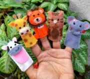 Handmade Felt Finger Puppets Set of 05 Animals Educational Party Kids Hand Toy