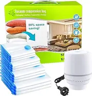[Lyodohia] 12 Pack Vacuum Storage Bags with Electric Pump (3 x Jumbo, 3 x Large, 3 x Medium, 3 x Small), Space Saver Sealer Compression Bags for Blankets, Comforters, Pillows, Clothes Storage