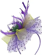 [COLLBATH] Fascinator Headband for Women Tea Party Hat Elegant Wedding Headdress Lightweight Comfortable for Banquets Special Occasions Purple