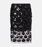 [Rotate] Rotate Sequined scalloped midi skirt AU 6 black