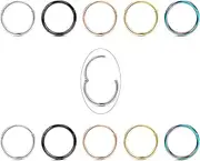 Kakonia 10Pcs 16G 18G Stainless Steel Hinged Clicker Segment Nose Rings Hoop Helix Cartilage Daith Tragus Sleeper Earrings 8-12MM Improved