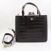 NWT Tory Burch Blake Small Embossed Leather Tote Bag in Dark Mahogany