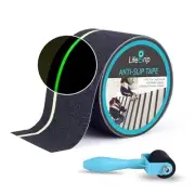 Anti Slip Traction Tape with Glow in Dark Green Stripe and 4" X 40' Black/Green