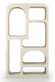 SAHARA SOLID MANGO HIGH BOOKCASE BOOKSHELF DISPLAY CABINET CREAM CONCRETE FINISH