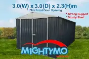 Garden Shed 3.0x3.0x2.32m Gable Roof, Double Door Sheds, Dark Grey