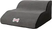 Dog Step, Staircase, Step Stand, 2 Tiers, 3 Tiers, Dog Step, Slope, Cushion for Elderly Dogs, Nursing, Small Dogs, Cats, Washable, Anti-Slip, Injury Prevention, Comfortable (2 Tiers, Coffee)