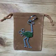 Custom handmade bead and wire Ostrich key chain South Africa - Free Shipping