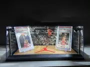 Michael Jordan Custom 2-card PSA & BGS display case with LED lights - Bulls