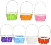 Ipetboom 7 Pcs Portable Easter Multipurpose for Eggs Bread and Flowers Sturdy Weaved Plastic Storage Containers for Home Decor and Activities Random Color