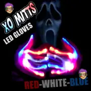 NEW! XBone XO Mitt LED Gloves RED WHITE BLUE LEDS Rave Light Up Flashing FUN!