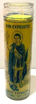 St. Expedite Candle, Veladora San Expedito, Color Amarillo/Yellow