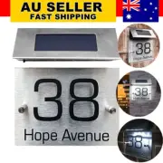 Solar Powered House Number Door Light Stainless Steel Wall Address Sign Lighting
