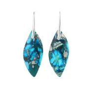 Imperial Jasper Natural Stone Colorful Drop Earrings Leaf Shape Jewelry for Wome