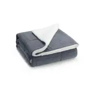 Reversible Sherpa Fleece Throw Blanket - Grey, Single/Double - Double