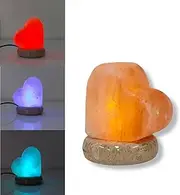 USB Colour Changing Salt Himalayan Lamp - Heart Love Shape Pink Rock LED Light