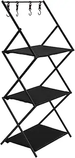 Levede 3-Tier Camping Rack Storage Shelves with Hanger, Outdoor Lightweight Foldable Cooking Stand, BBQ Table with Carry Bag, Aluminium Organizer for Hiking,Outdoor Kitchen,Picnic 8cm x 31cm x 103cm