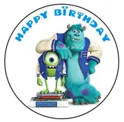Monsters Inc University Edible Rice Pape Image Birthday Cake Topper 19cm