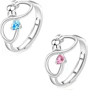 [LORJE] 2pc Anti Anxiety Rings For Women, Anxiety Relief Stacking Rings, Rotatable Adjustable Open Peace Rings Relieve Worry Stress Worry Ring, Adjustable, Metal