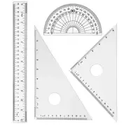 Coopay 4 Pieces Math Geometry Tool Set Includes Plastic Clear Ruler, 12 inch