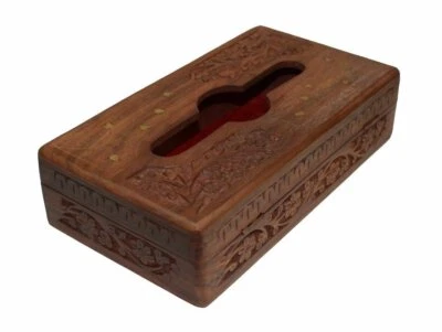 Tissue Box Cover - Handmade sheesham Tissue Paper Holder Decorative Brass Work -
