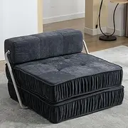 Donext Folding Sofa Bed, Convertible Sleeper Chair, Sleeper Chair with Pilow Foldable Matress with Back Support, Chair Bed Sleeper for Living Room, Home Office, Apartment, Single, Black