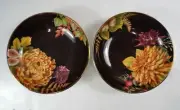 Williams Sonoma Harvest Bloom Flowers Ferns Berries Dip Nut Bowls Set 2 #A173