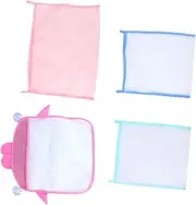 Cabilock 4pcs Storage Net Bag Polyester Mesh Water Pouch with Suction Cups Random Color Large Bath Organizer for Convenient Access Random Color