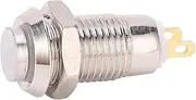 1 Pcs 8mm Self-Locking Start Switch with Gasket, 3V 2 Pin Mini Stainless Steel High Head Waterproof Push Button Switch Without Light, for Point Start Switch
