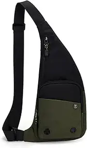 [Generic] Sling Bag for Men Women Lightweight Crossbody Shoulder Bag Sling Backpack Chest Bag for Cycling Hiking Traveling Army Green