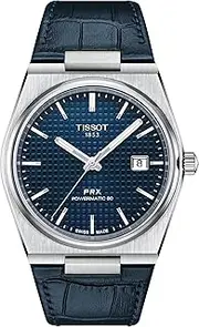 [Tissot] Mens PRX Powermatic 80 316L Stainless Steel case Automatic Watch, Blue, Leather, 12 (T1374071604100), Blue, Automatic Watch