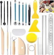 (22Pcs) - Glarks 22Pcs Carving Modelling Clay Sculpting Tools Set Including Carving Modelling Tools Kit, Plastic Modelling Tools, Ball Stylus for Embossing Art, Colouring, Nail Art Painting