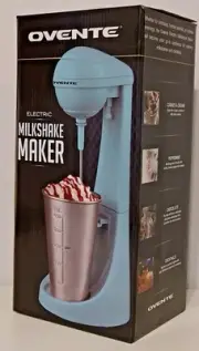 Electric Milkshake Maker by Ovente 2 Speed Stainless Steel Cup Teal - NEW