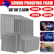 24-96PCS Sound Proofing Foam Self-Adhesive Acoustic Panels Tiles Studio Indoor
