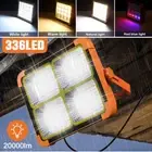 3000W 20000LM Portable 336 LED Solar Rechargeable Work Light Camping Flood Light