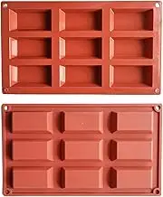 Silicone Muffin Pan 9 Cup Cavity Bread Loaf Pan Financier Baking Rectangle Muffin Madeleine Brownie Cookies Cake Tin Tray Mold Perfect for Egg Muffin, Corn Bread