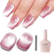 Imtiti Moonlight Pink Cat Eye Gel Nail Polish with Magnet, Holographic Glitter Shimmer Translucent UV Gel Polish for Nail Art Soak Off UV LED