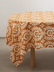 [La DoubleJ] La DoubleJ - Large Floral-print Linen Tablecloth - Orange - One size One size Orange