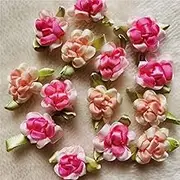 100PCS/Lot 3D Multicolor Mini Ribbon Bows Roses Flower Applique Satin Rosettes Fabric Ornament Sewing Craft DIY Clothes Dress Accessories