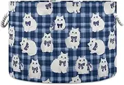 Yoogain Blue White Cute Cats storage basket foldable and waterproof storage bin with sturdy handle stuff linen small for nursery shoe bathroom