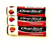 Lot of 3 ChapStick Classic Strawberry Lip Balm Protect Chapped Lips Ships Fast