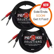2Pack Pig Hog PD-R1403 Dual 1/4" TS Mono Male to 2-RCA Male Plug Audio Cable 3ft