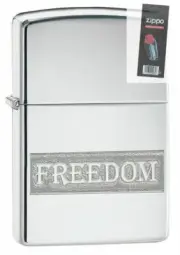 Zippo 49129 Freedom High Polish Chrome Lighter + FLINT PACK