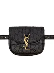 Saint Laurent Kaia Belt Bag in Crocodile-embossed Shiny Leather