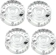 [Musiin] Electric Guitar Volume Tone Compatible with Les Paul Epiphone Control Knob Caps, Barrel-Shaped LP Style of Durable Plastic Material Sturdy and Long-Lasting(4Packs Transparent).