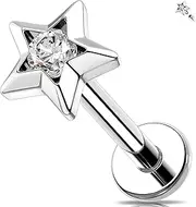 [Melighting] 16G Heart Helix Earring Internal Thread 6/8 mm Flat Back Earring Stainless Steel 316L Star Lip Stud Labret Cartilage Lip Piercing Jewelry